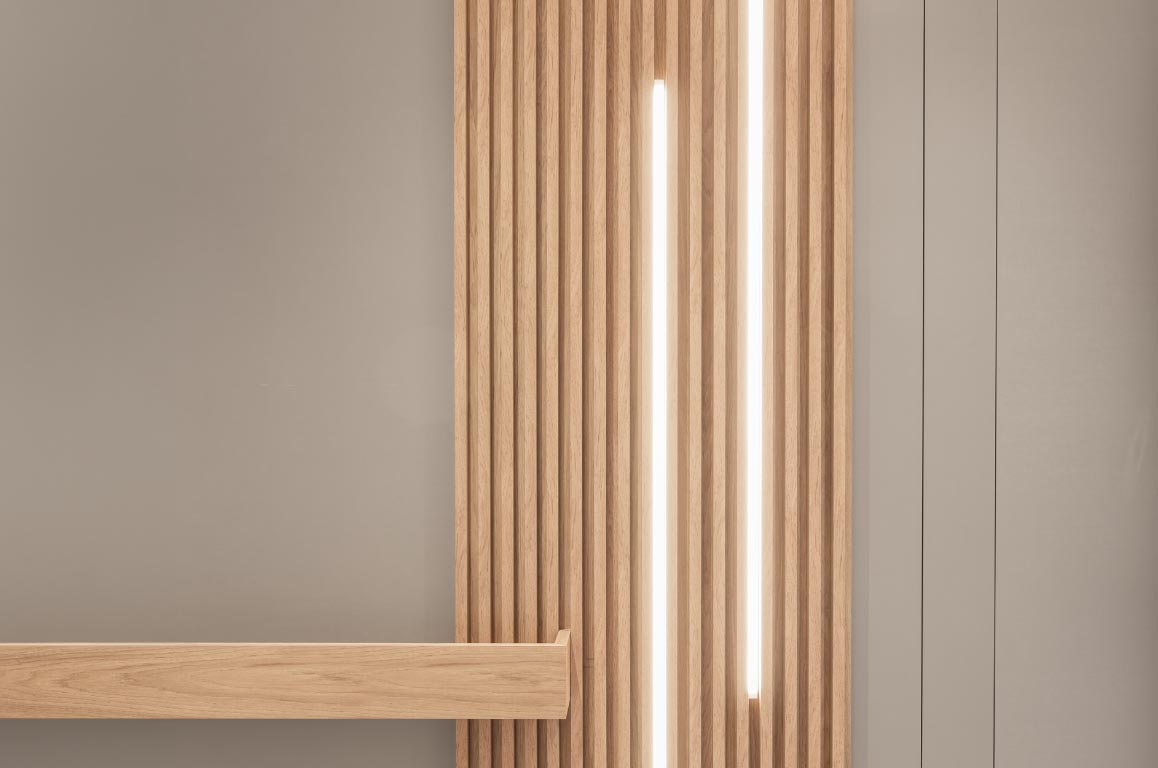 Painel ripado com iluminação em LED